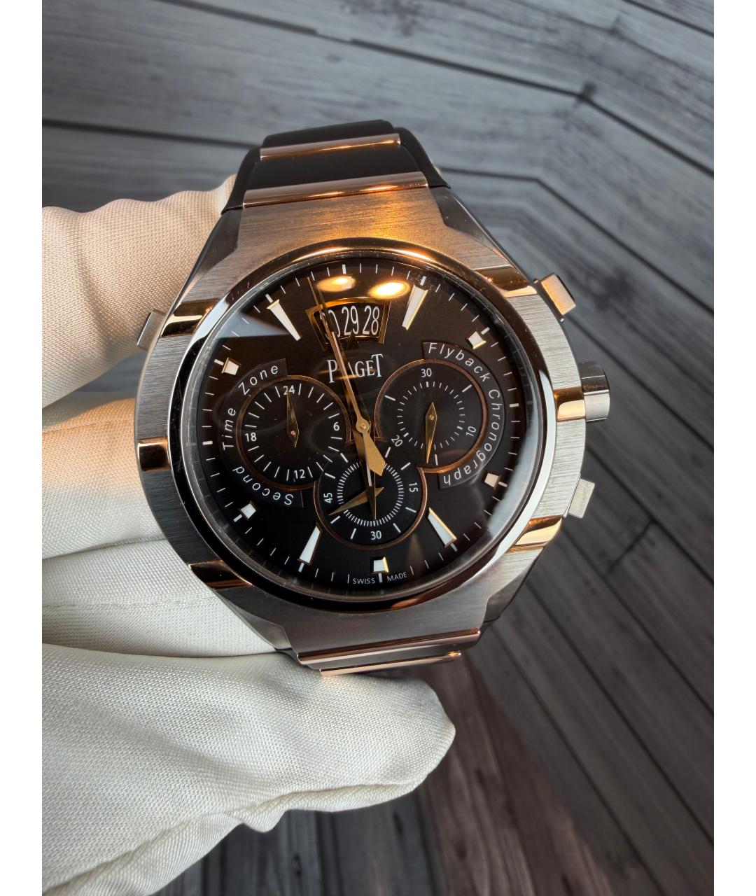 PIAGET Черные часы из розового золота, фото 4