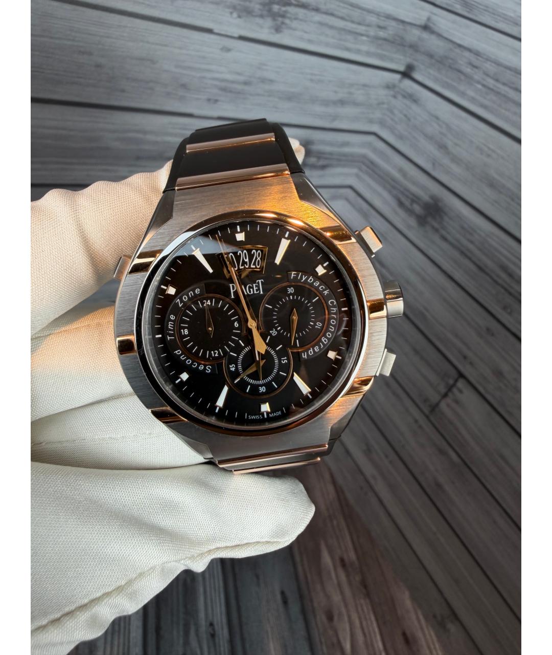 PIAGET Черные часы из розового золота, фото 3