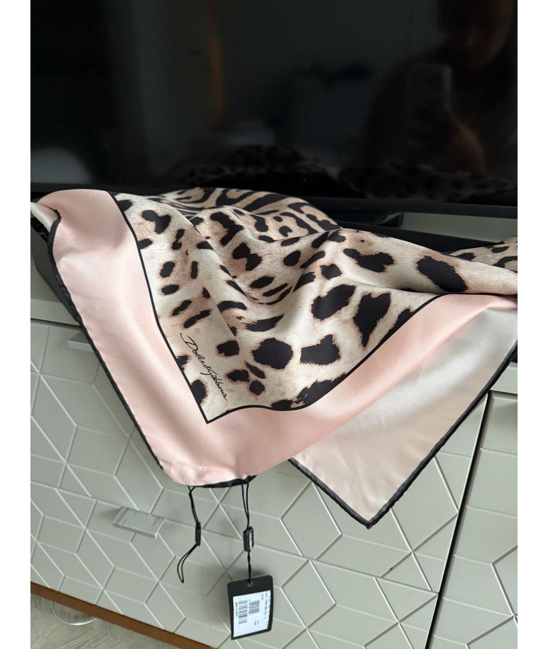 DOLCE&GABBANA Розовый шелковый платок, фото 4