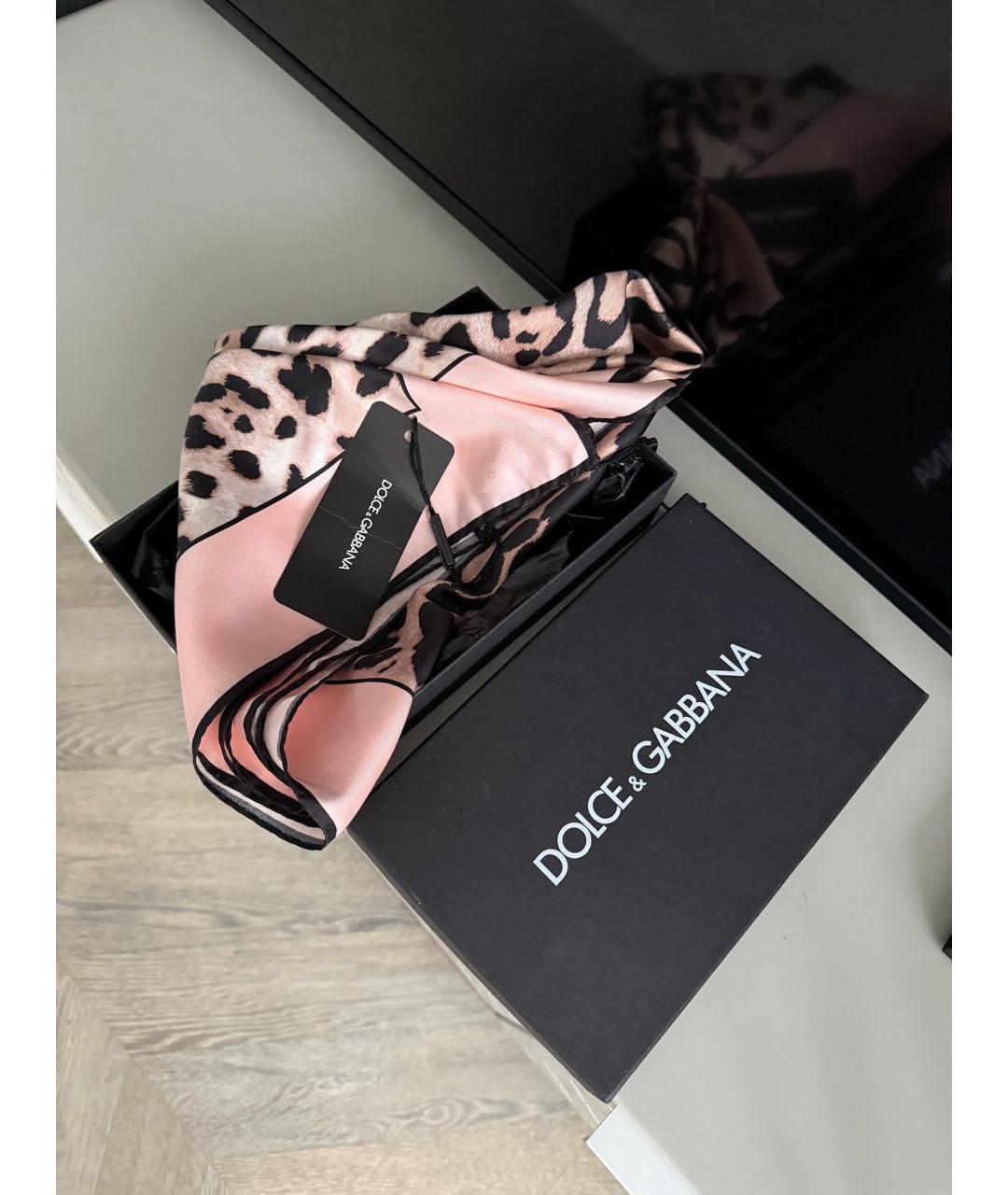 DOLCE&GABBANA Розовый шелковый платок, фото 3