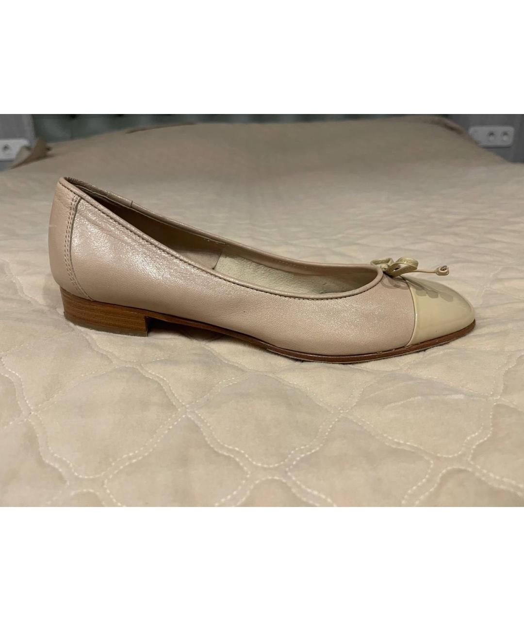 BALLY Бежевые кожаные балетки, фото 6