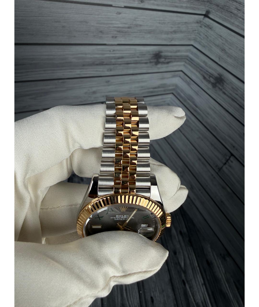 ROLEX Серые часы из желтого золота, фото 8