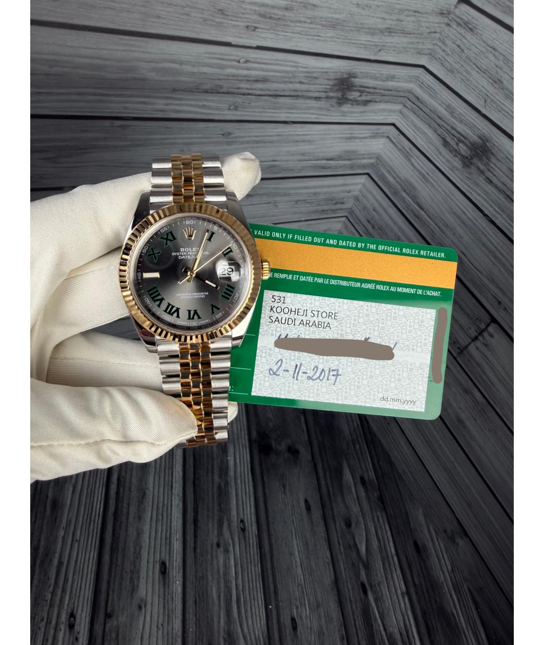 ROLEX Серые часы из желтого золота, фото 3