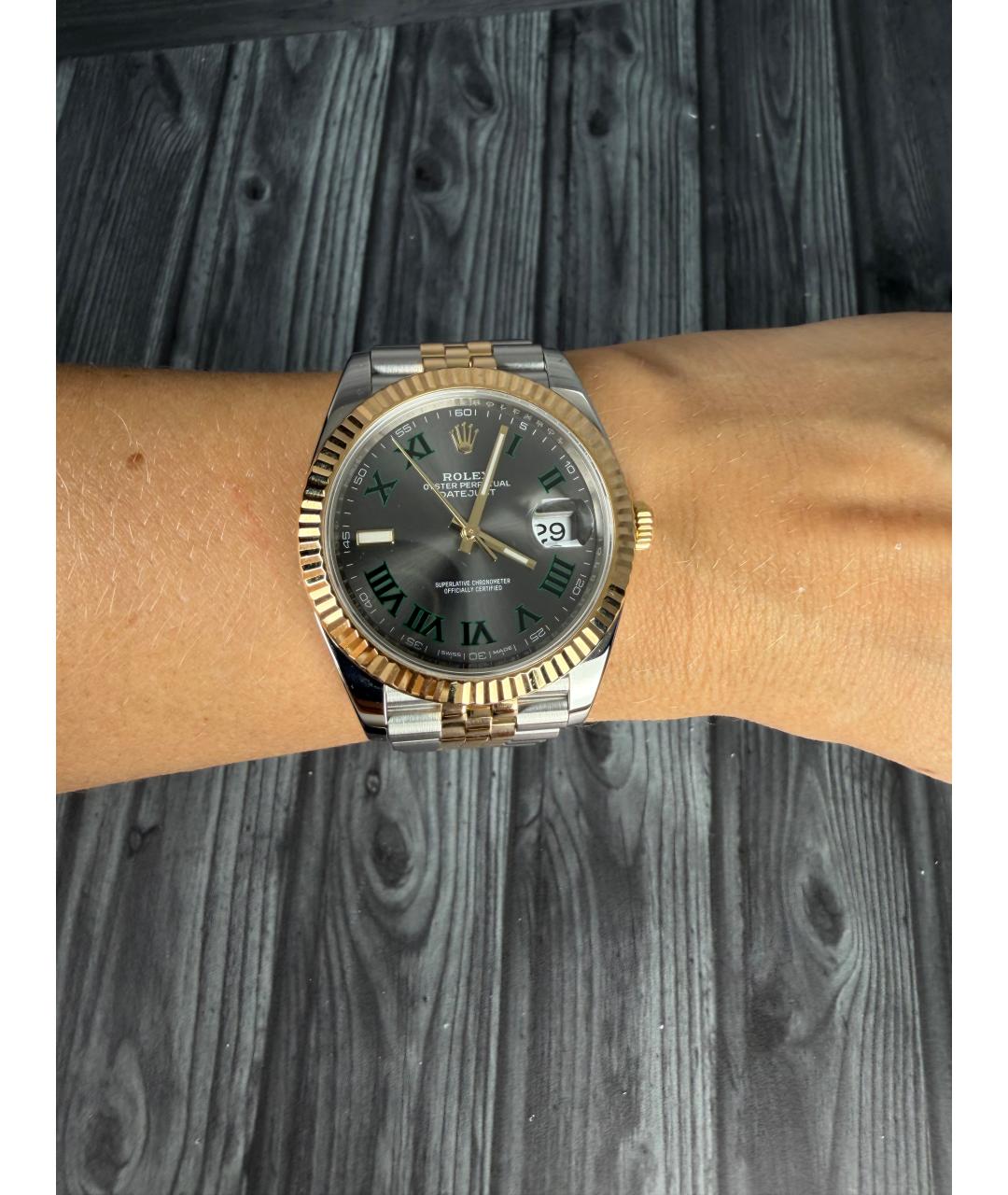 ROLEX Серые часы из желтого золота, фото 2