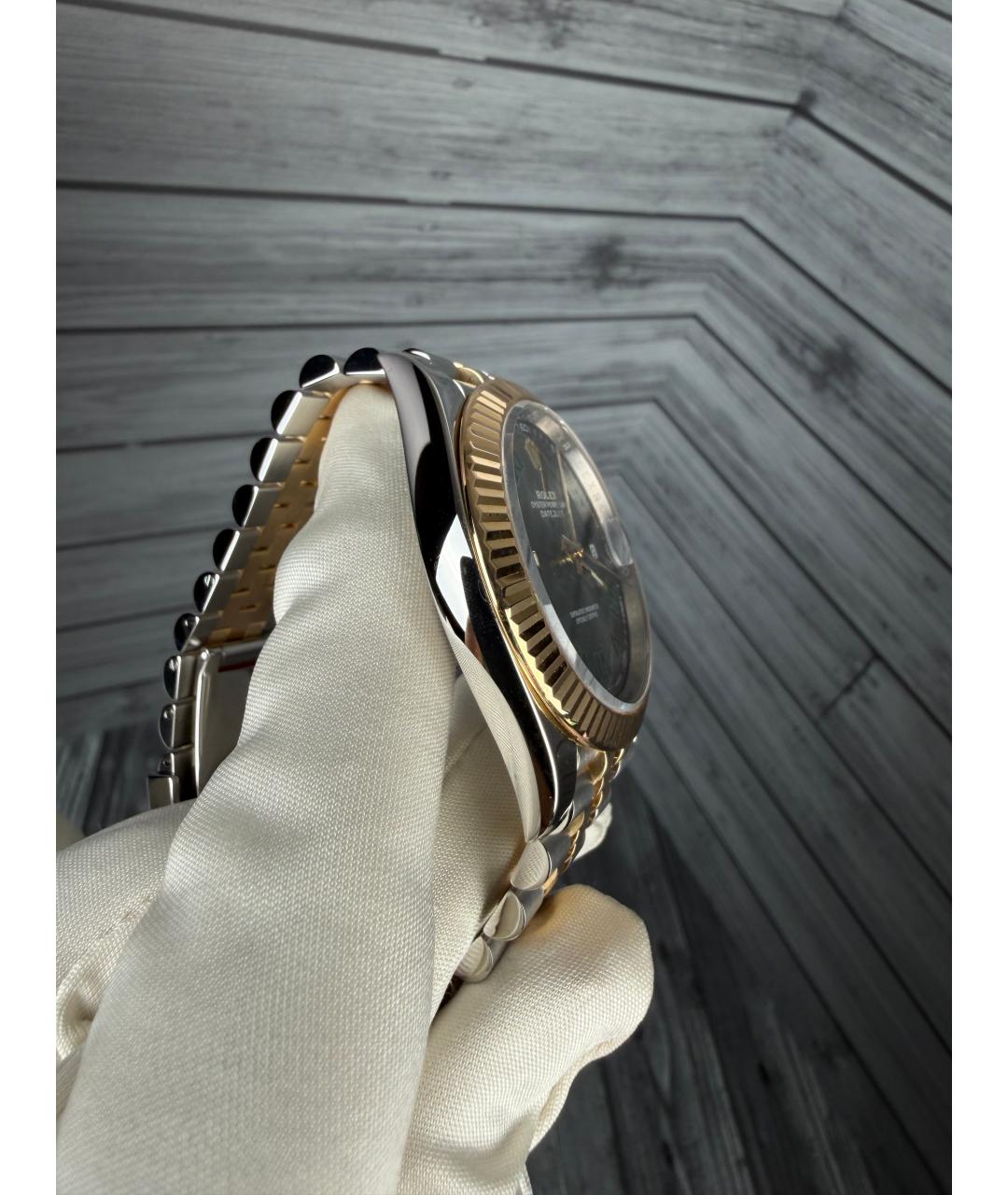 ROLEX Серые часы из желтого золота, фото 6