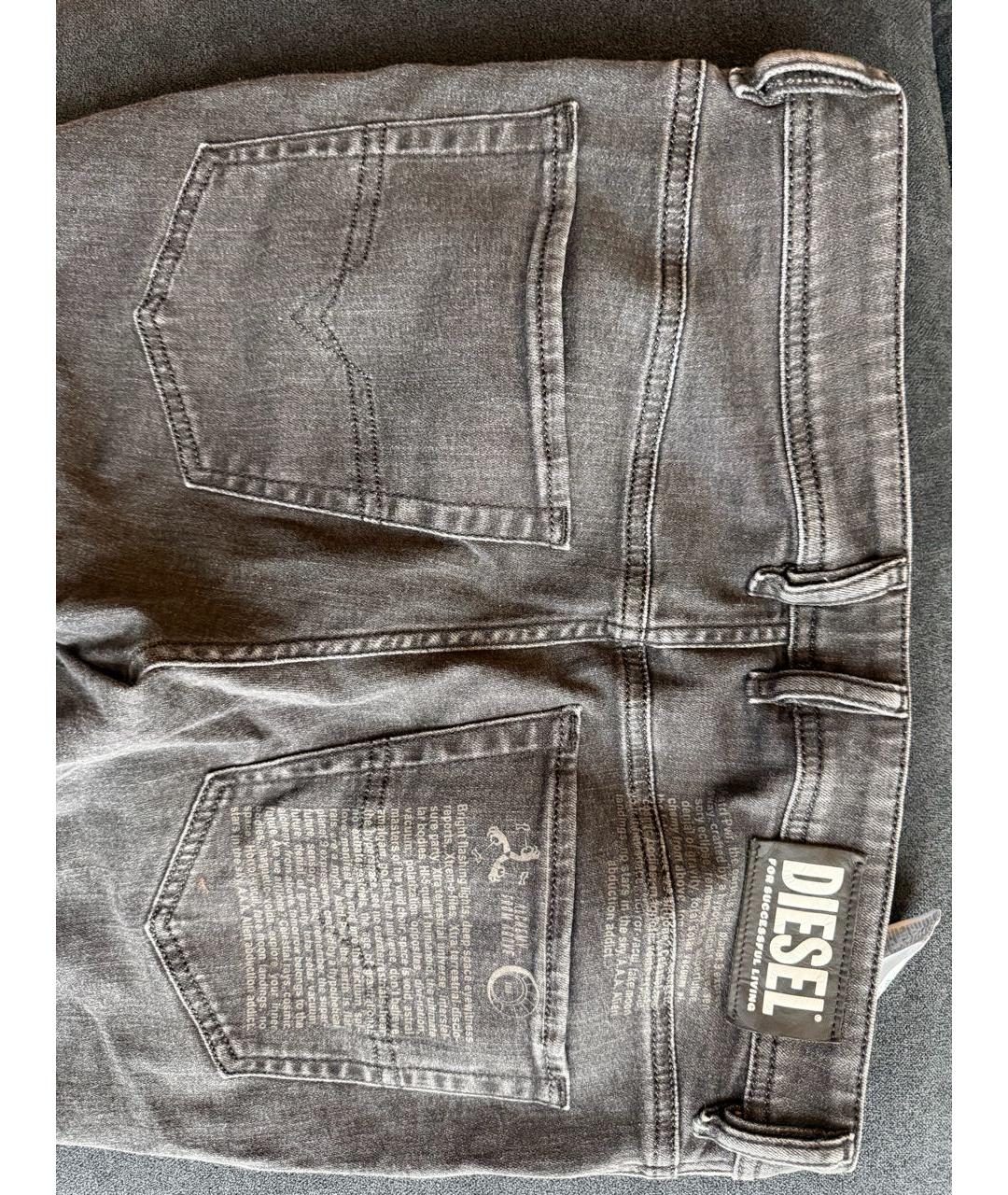 DIESEL BLACK GOLD Серые хлопковые джинсы скинни, фото 4