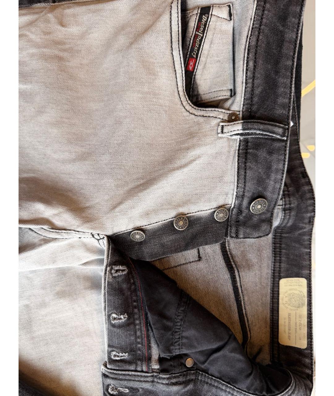 DIESEL BLACK GOLD Серые хлопковые джинсы скинни, фото 3