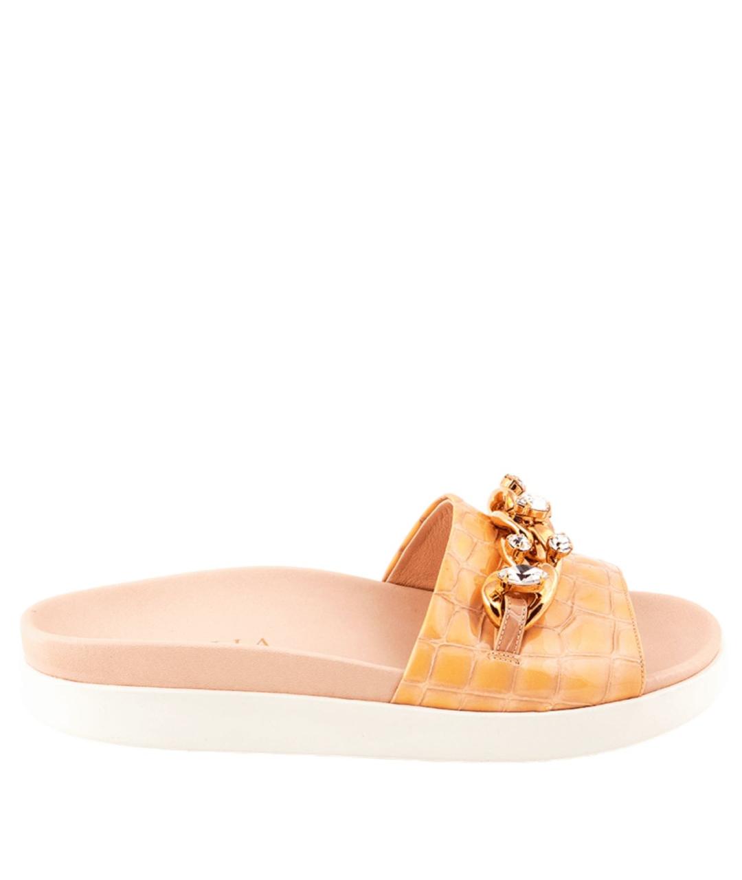 LE SILLA Бежевые кожаные шлепанцы, фото 1