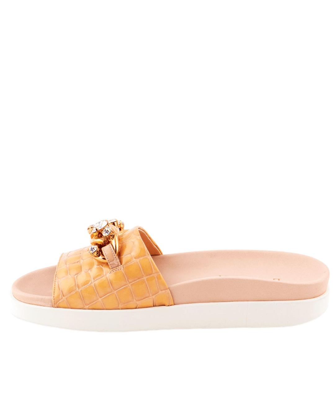 LE SILLA Бежевые кожаные шлепанцы, фото 3