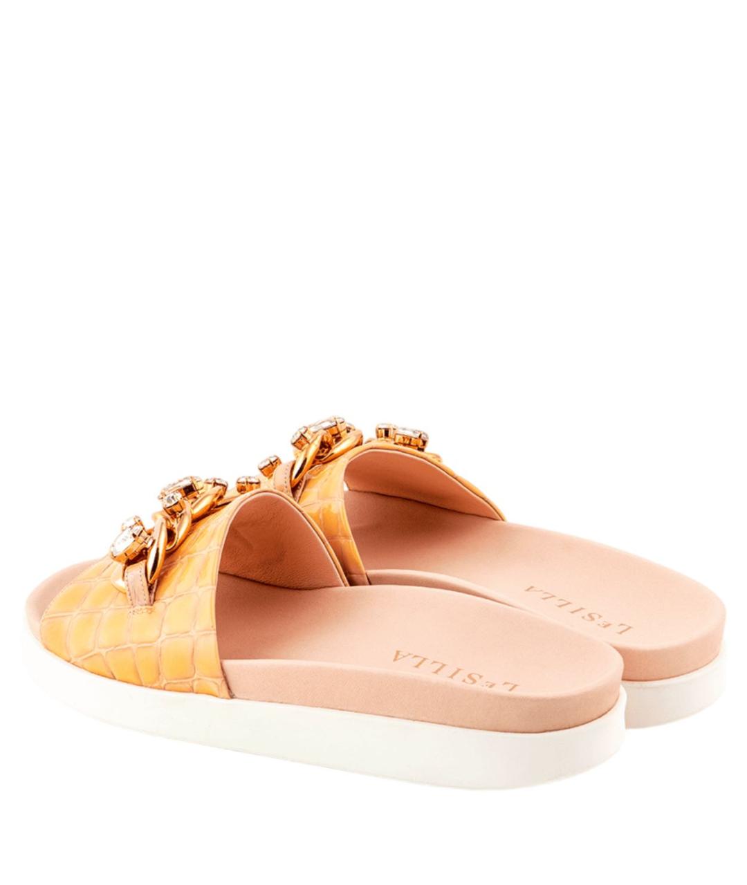 LE SILLA Бежевые кожаные шлепанцы, фото 4