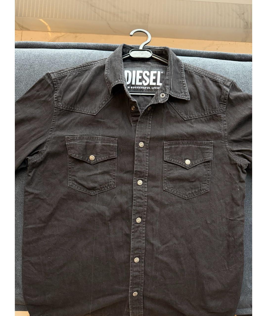 DIESEL BLACK GOLD Черная хлопковая кэжуал рубашка, фото 6