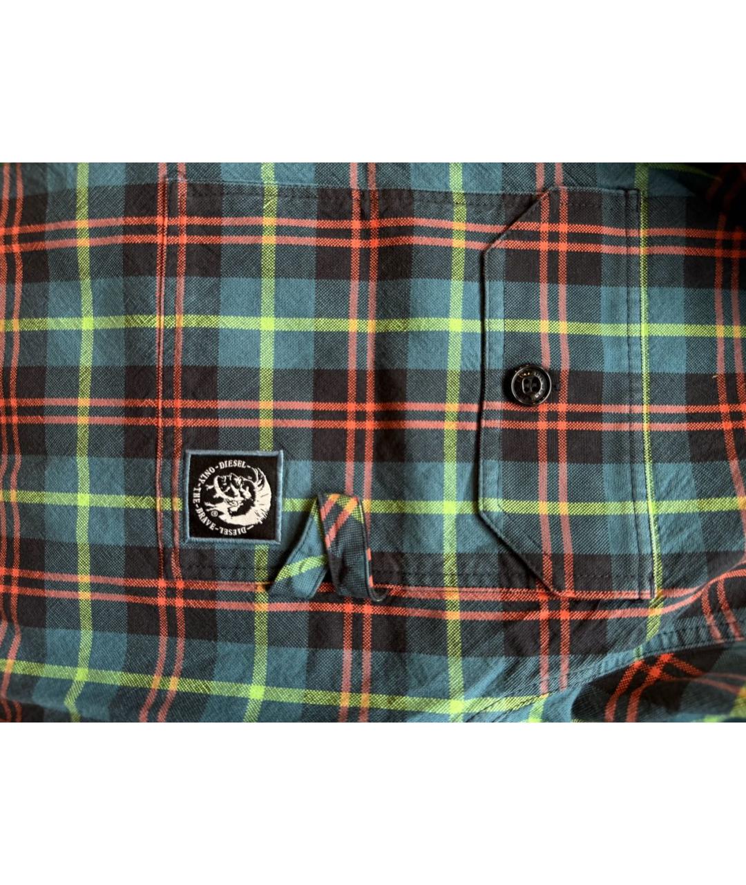 DIESEL BLACK GOLD Зеленая хлопковая кэжуал рубашка, фото 7