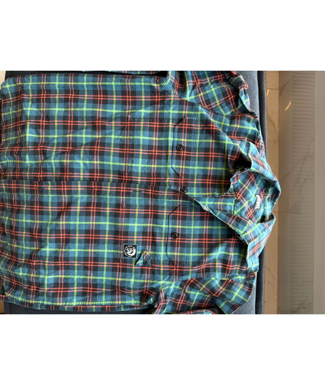 DIESEL BLACK GOLD Зеленая хлопковая кэжуал рубашка, фото 3