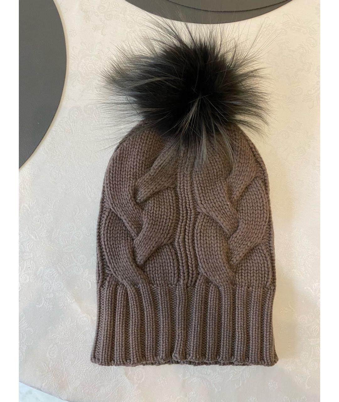 LORO PIANA Коричневая кашемировая шапка, фото 2