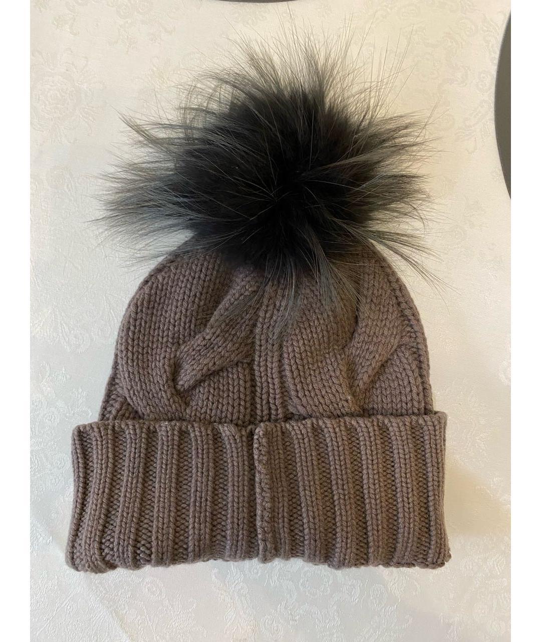 LORO PIANA Коричневая кашемировая шапка, фото 3
