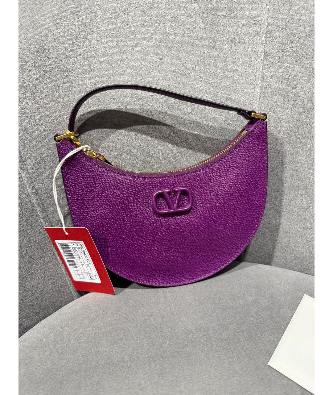 VALENTINO Фиолетовая кожаная сумка через плечо, фото 2