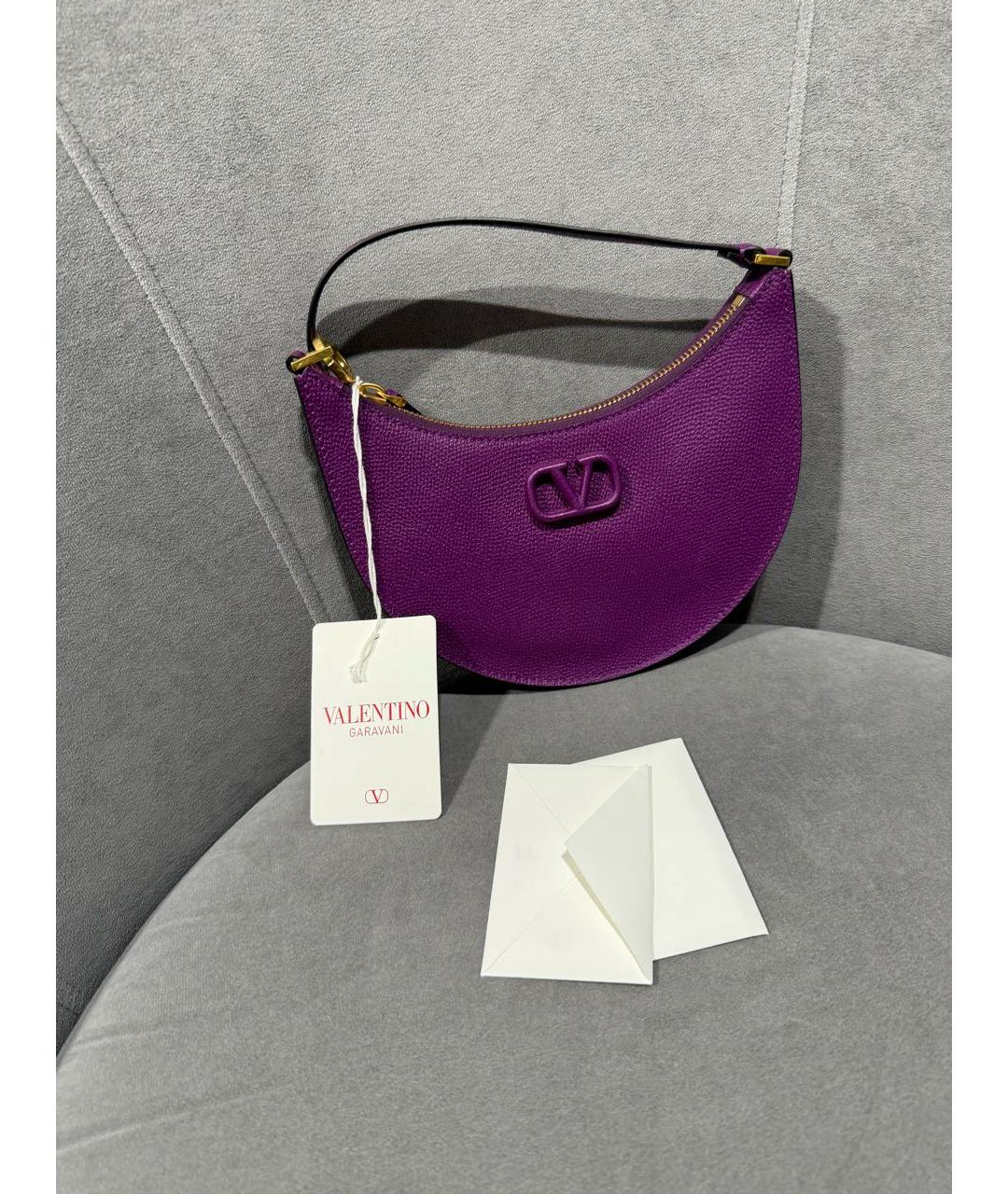 VALENTINO Фиолетовая кожаная сумка через плечо, фото 3