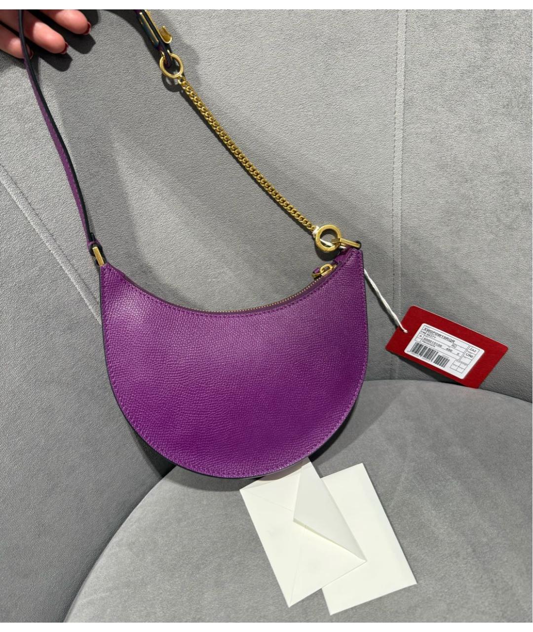 VALENTINO Фиолетовая кожаная сумка через плечо, фото 5