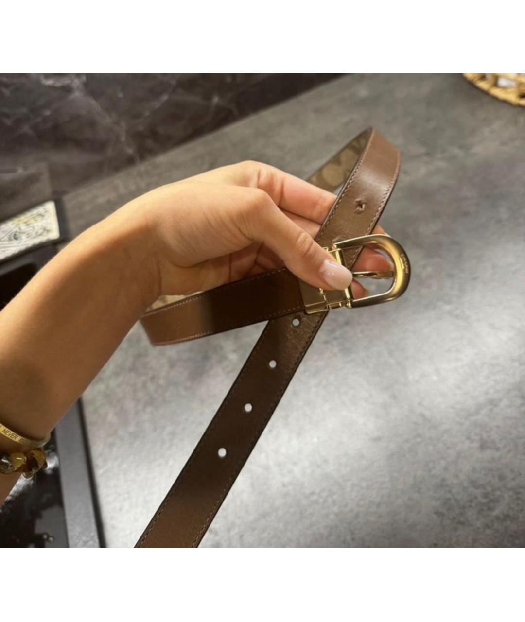 COACH Коричневый кожаный ремень, фото 3