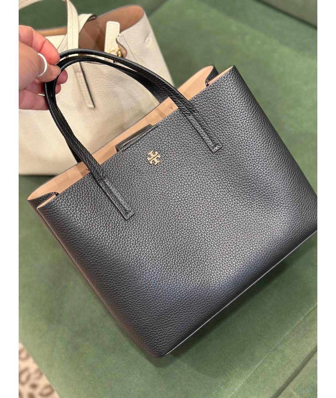 TORY BURCH Черная кожаная сумка тоут, фото 5