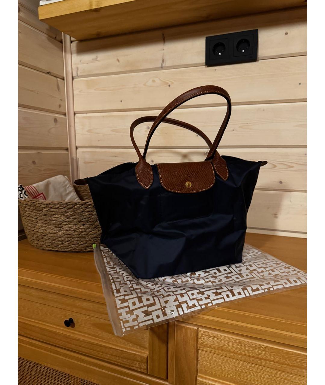 LONGCHAMP Темно-синяя тканевая сумка тоут, фото 4