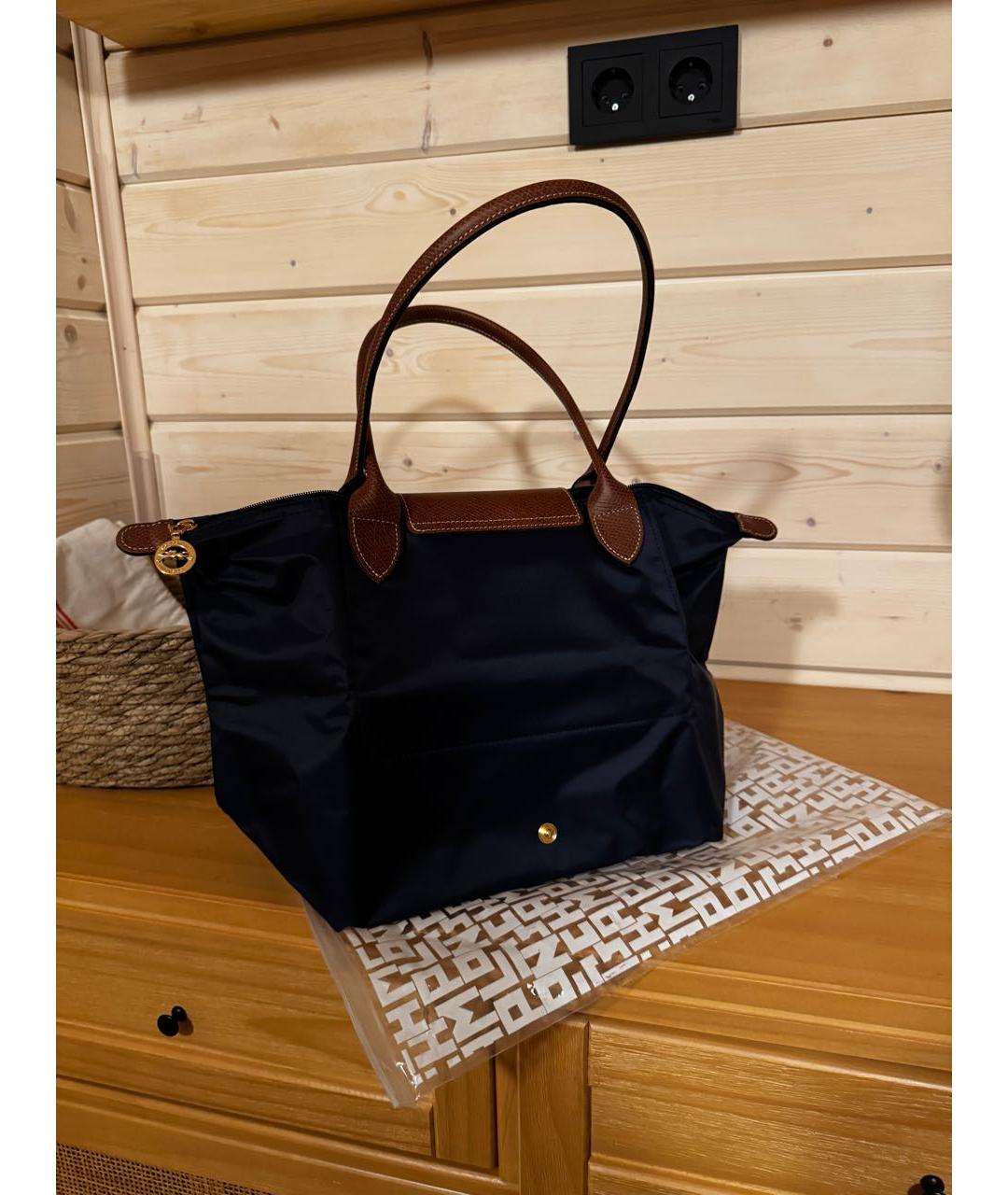 LONGCHAMP Темно-синяя тканевая сумка тоут, фото 5