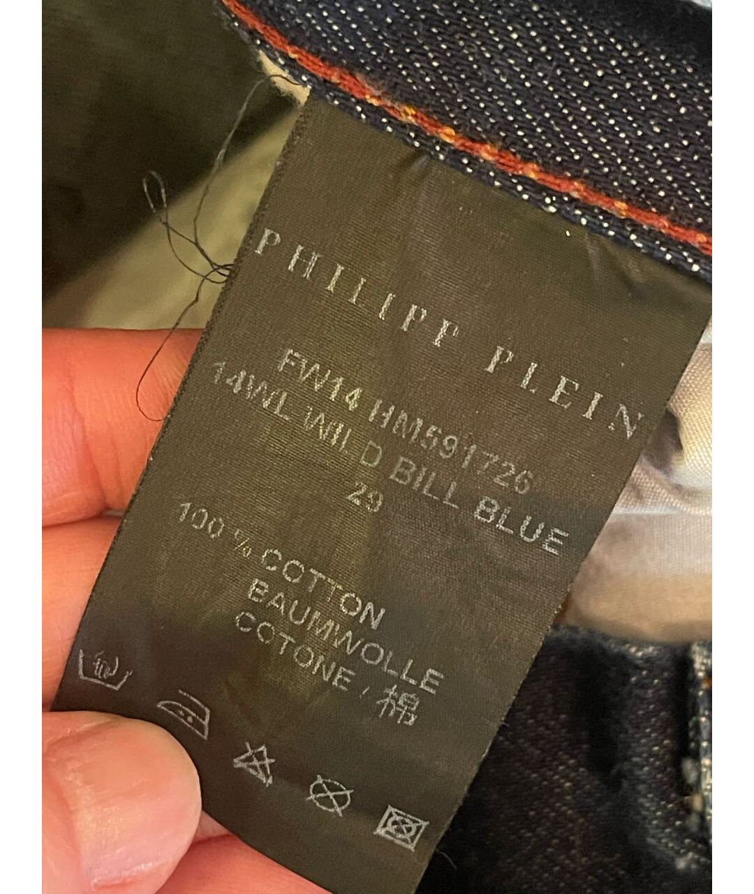 PHILIPP PLEIN Синие хлопковые джинсы, фото 3
