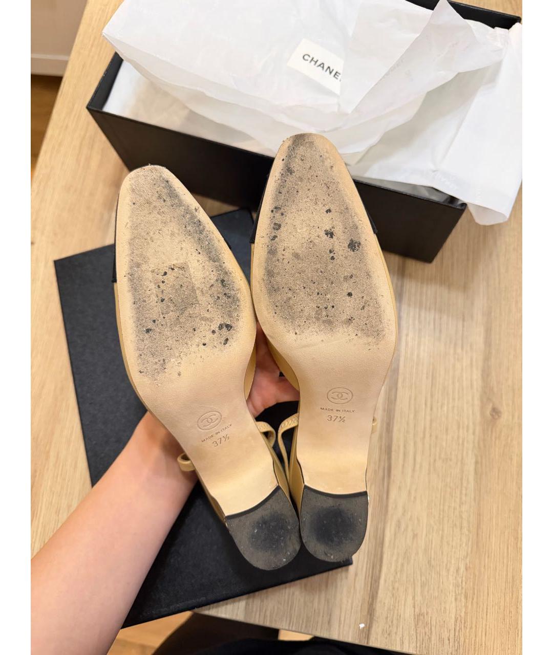 CHANEL Бежевые кожаные туфли, фото 6
