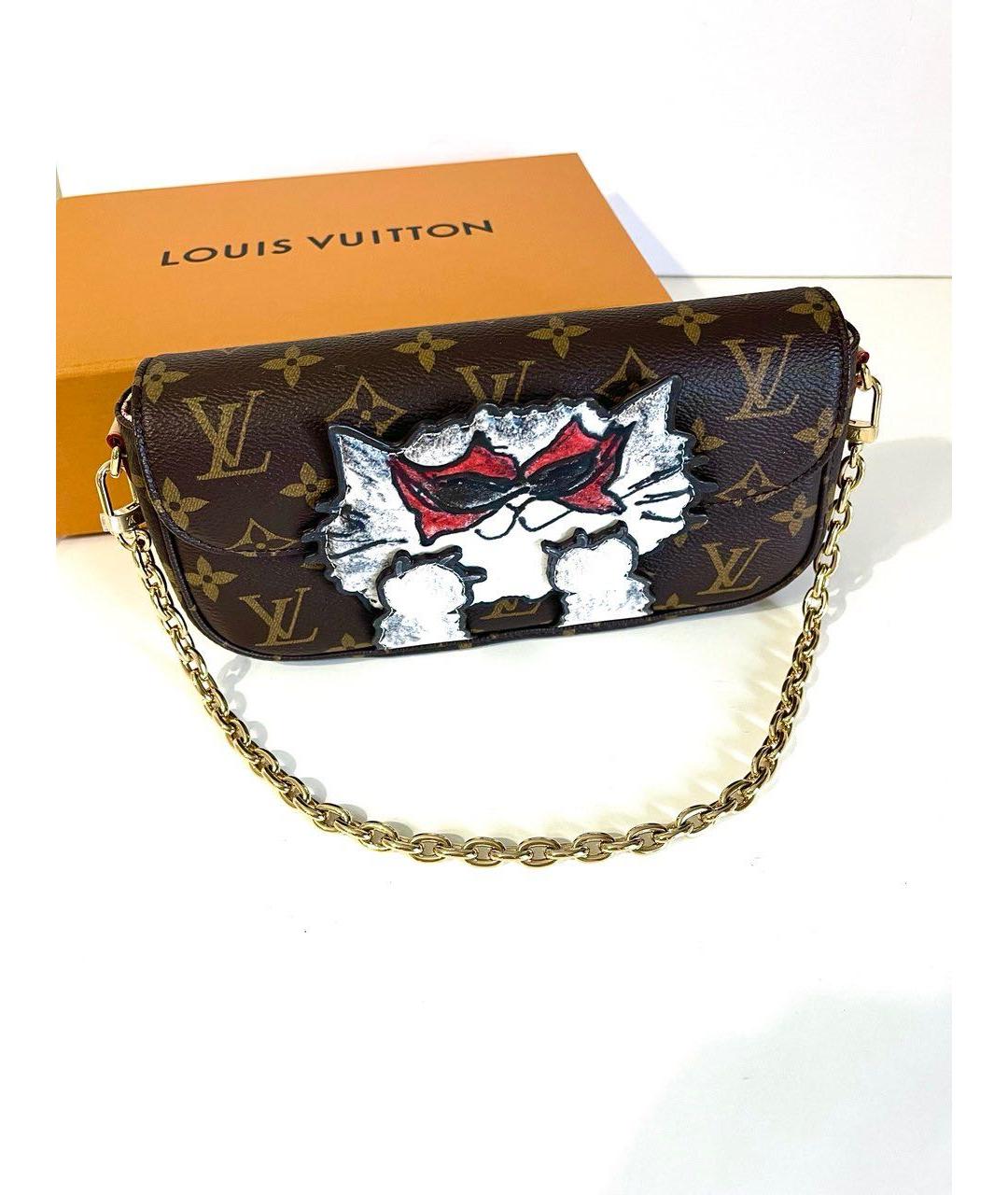 LOUIS VUITTON Коричневая кожаная сумка через плечо, фото 9