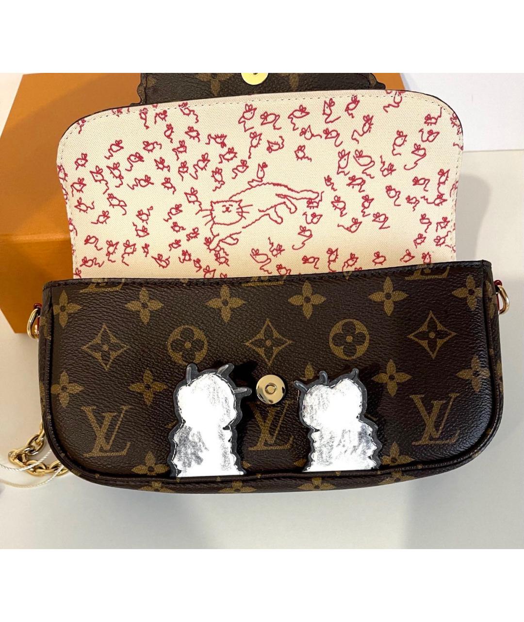 LOUIS VUITTON Коричневая кожаная сумка через плечо, фото 2