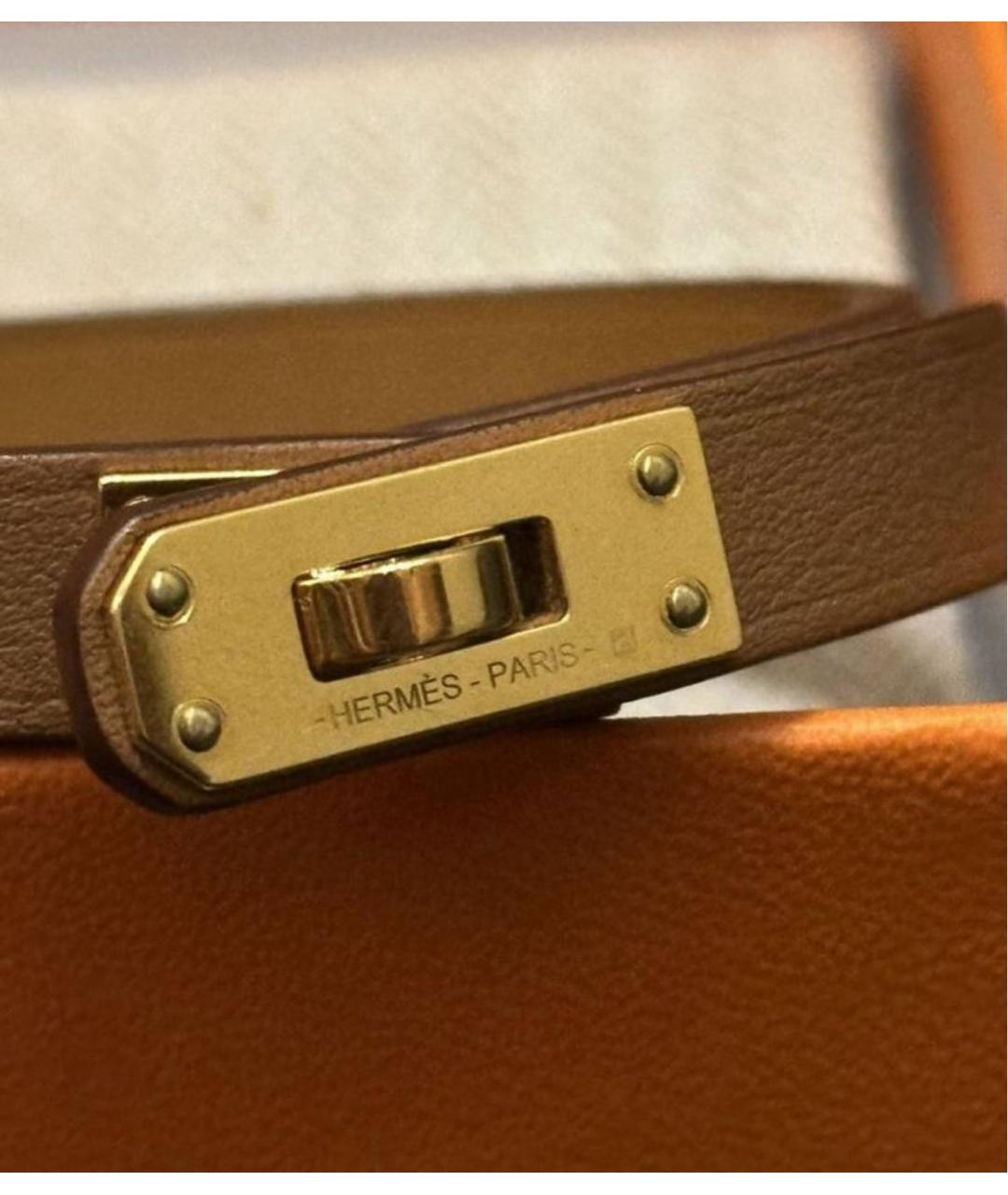 HERMES Золотой кожаный браслет, фото 2