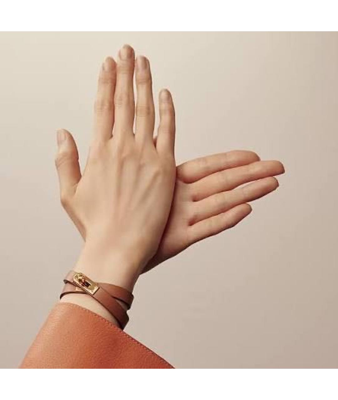 HERMES Золотой кожаный браслет, фото 5