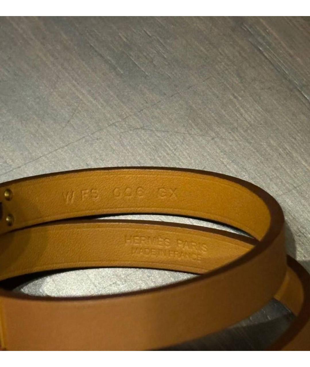 HERMES Золотой кожаный браслет, фото 3