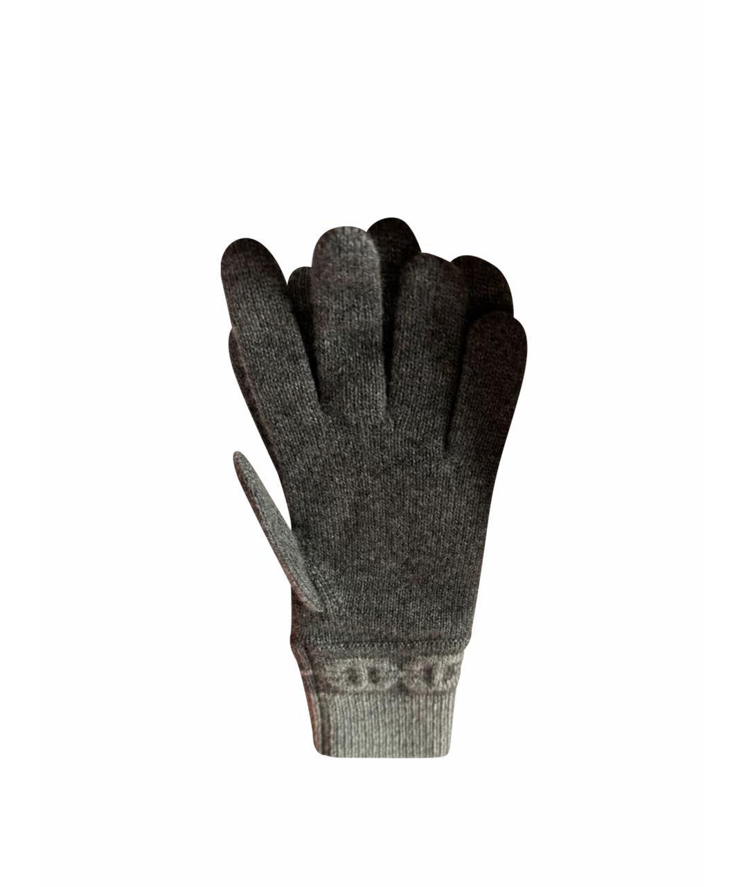 HERMES Серые шерстяные перчатки, фото 1