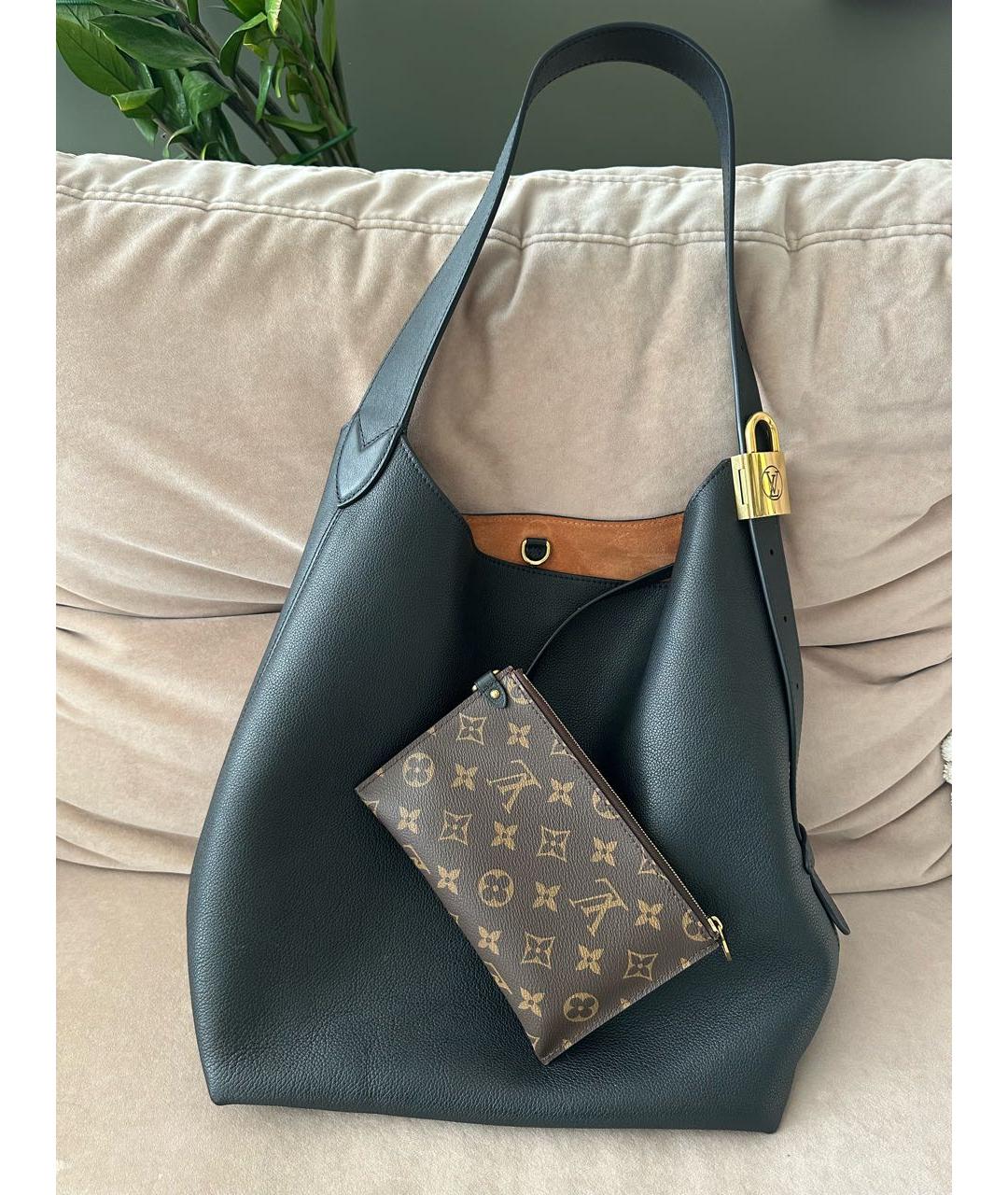 LOUIS VUITTON Черная кожаная сумка через плечо, фото 5