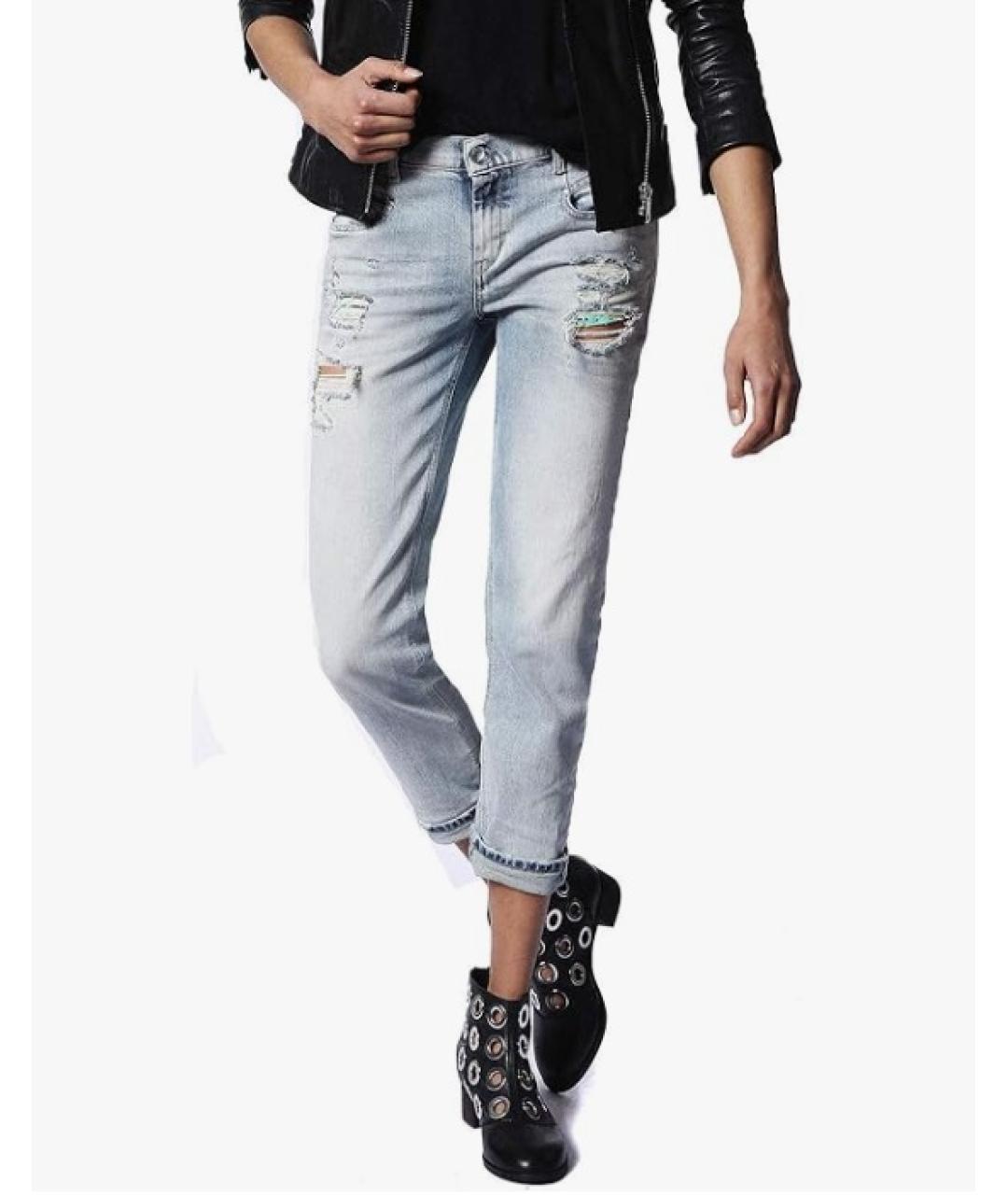 DIESEL Голубые хлопко-лиоцелловые прямые джинсы, фото 9