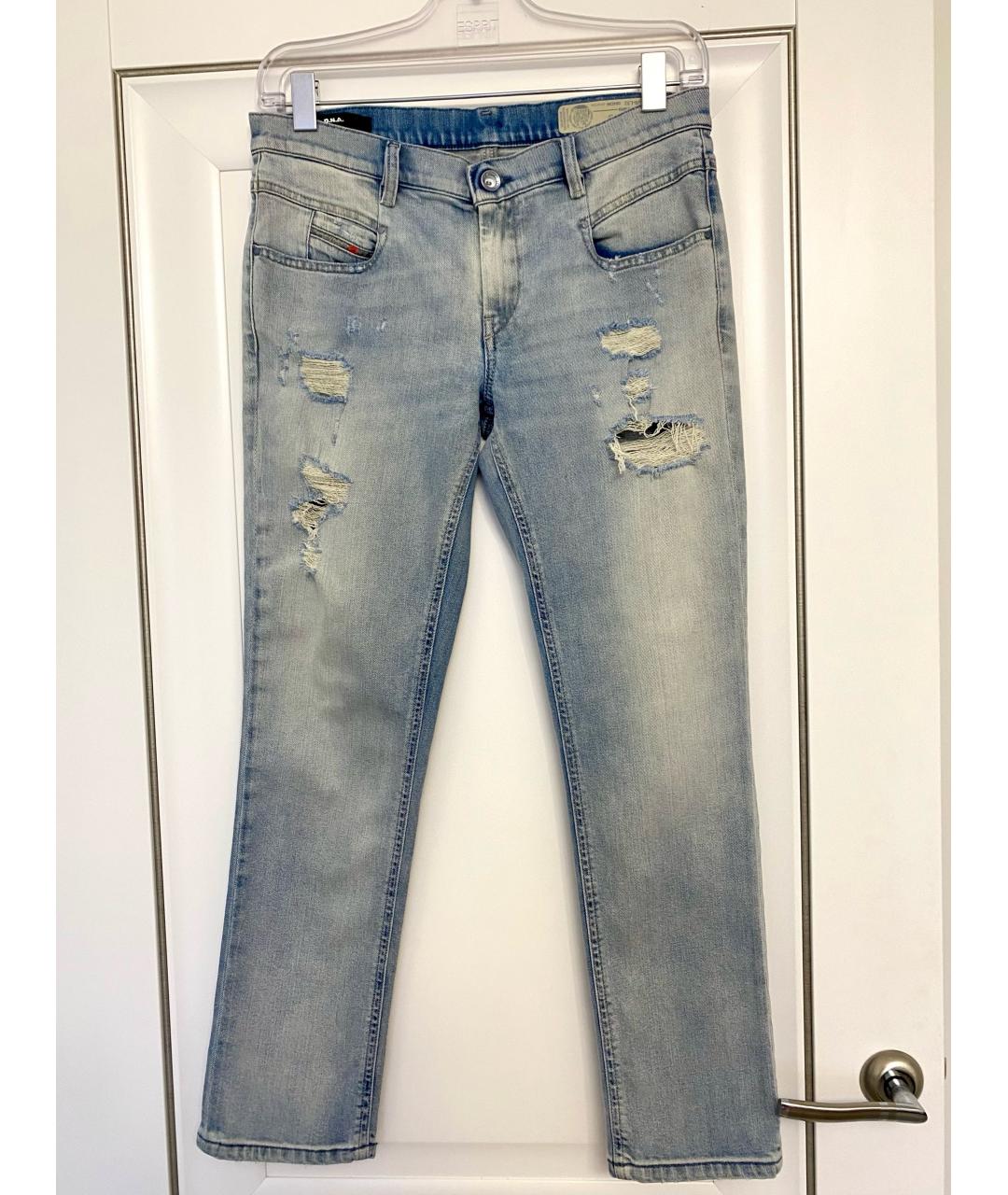 DIESEL Голубые хлопко-лиоцелловые прямые джинсы, фото 10