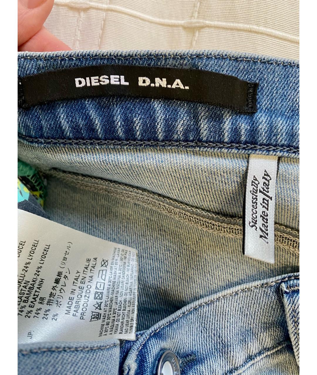 DIESEL Голубые хлопко-лиоцелловые прямые джинсы, фото 3