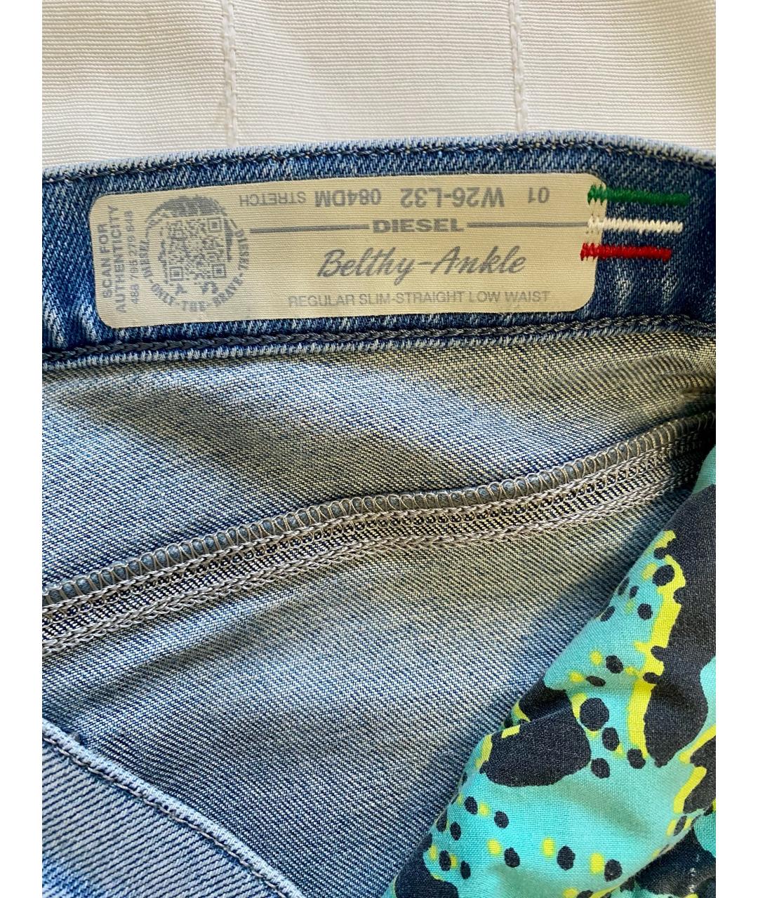 DIESEL Голубые хлопко-лиоцелловые прямые джинсы, фото 6