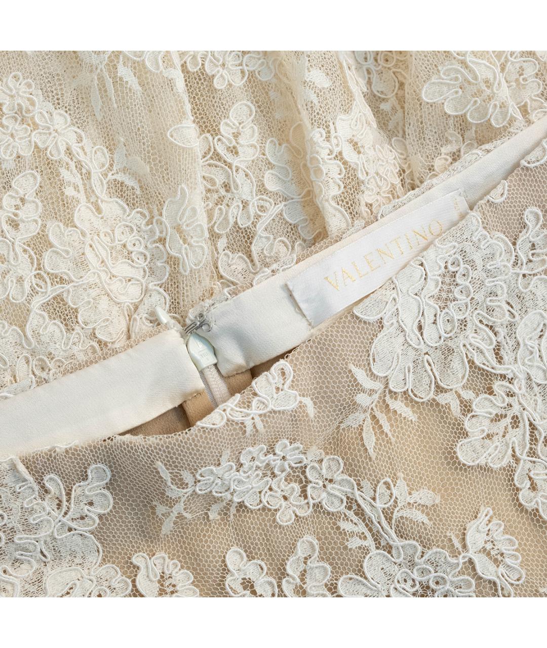 VALENTINO Бежевая шелковая юбка миди, фото 3