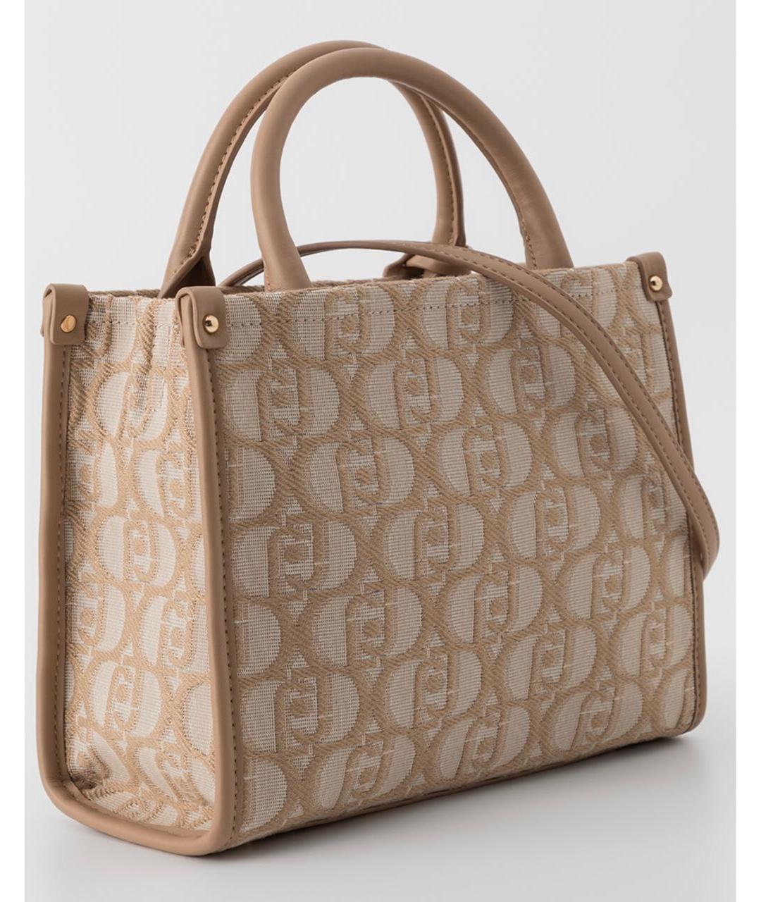 LIU JO Бежевая тканевая сумка тоут, фото 2