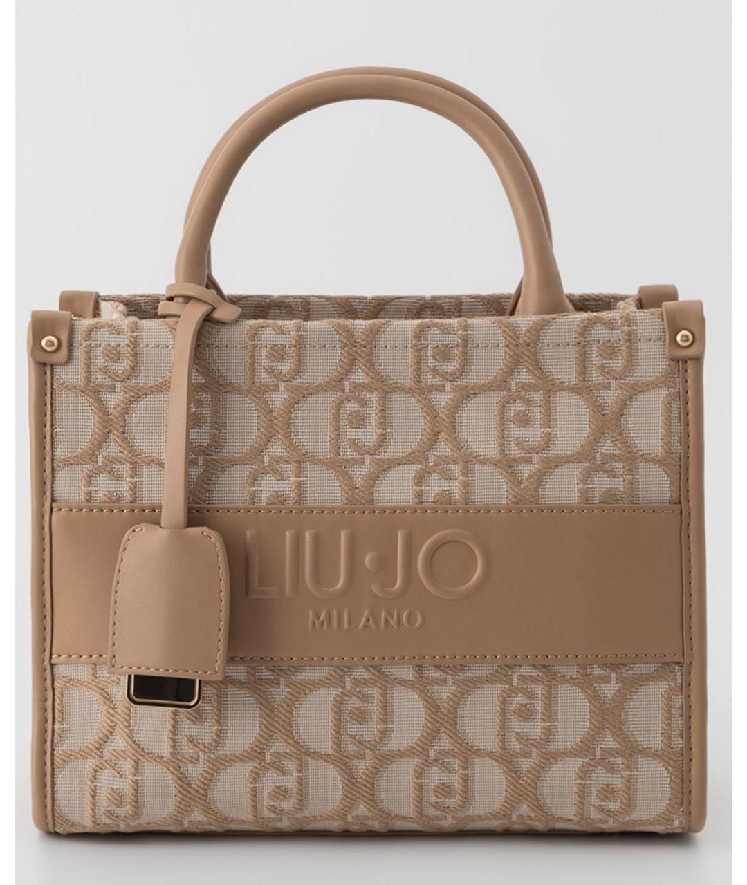 LIU JO Бежевая тканевая сумка тоут, фото 5