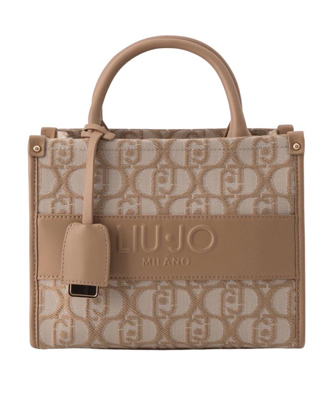 LIU JO Бежевая тканевая сумка тоут, фото 1