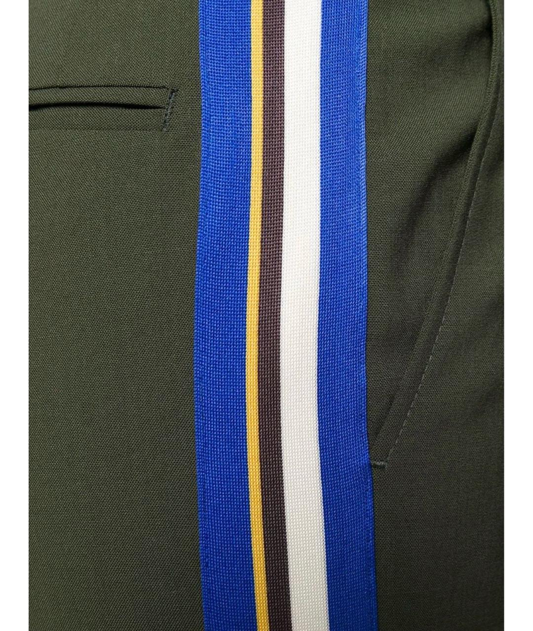 ETRO Хаки шерстяные прямые брюки, фото 4