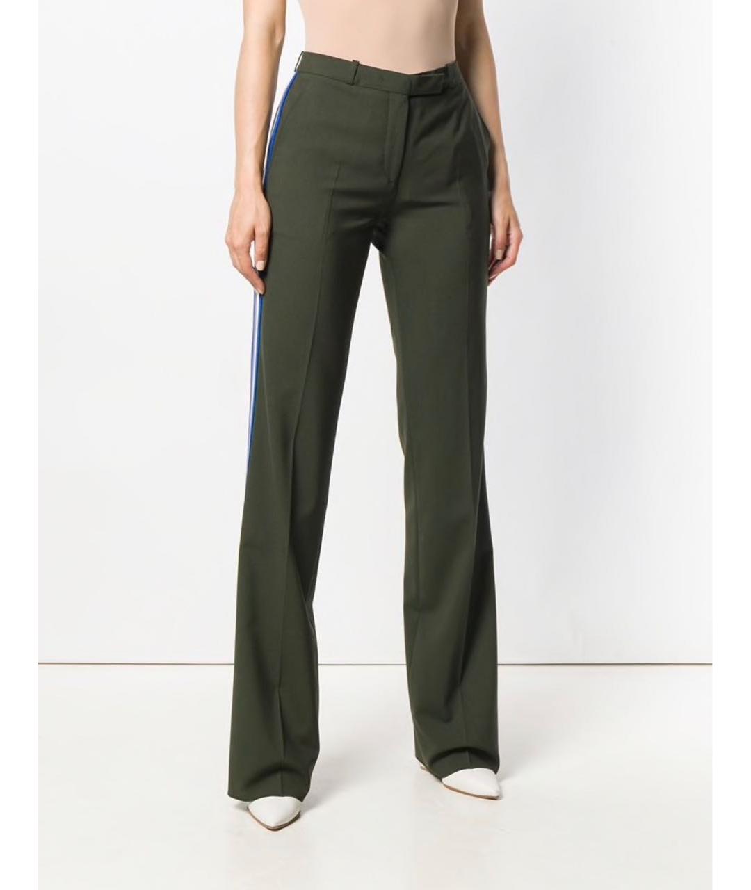 ETRO Хаки шерстяные прямые брюки, фото 2