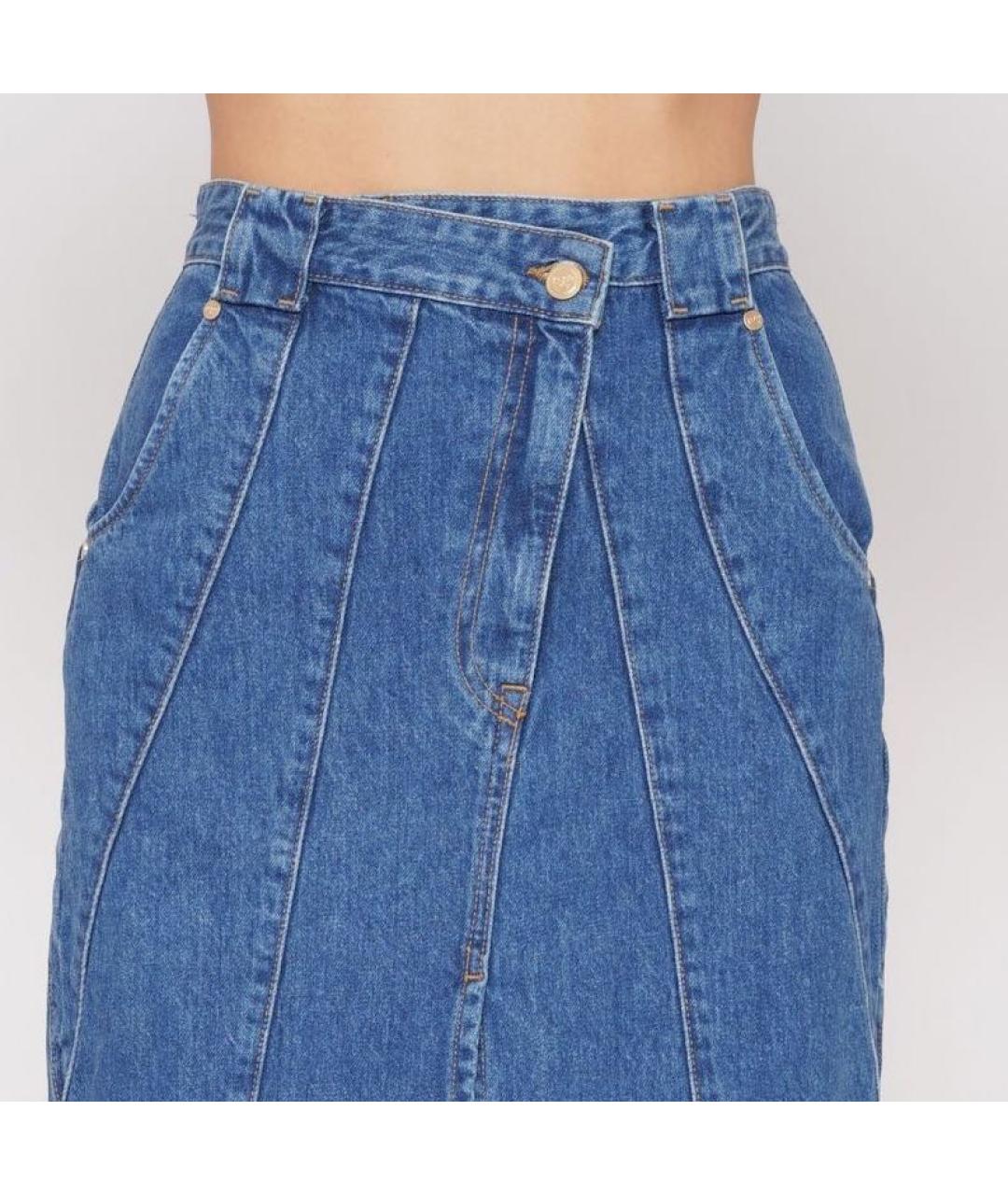 CULT GAIA Синяя хлопковая юбка макси, фото 4