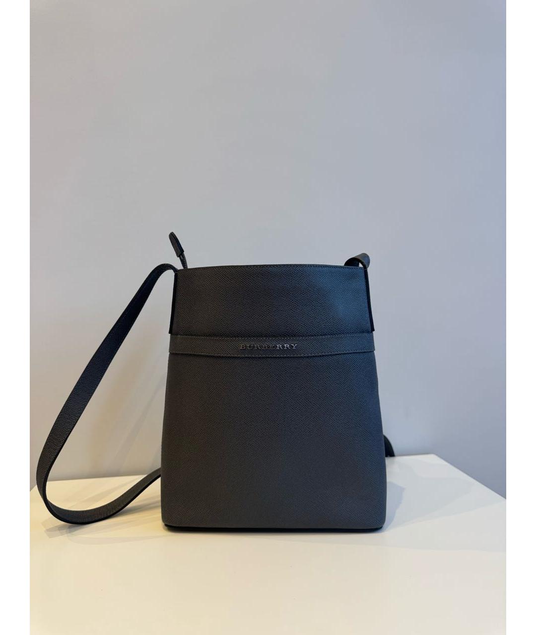 BURBERRY Антрацитовая кожаная сумка на плечо, фото 5