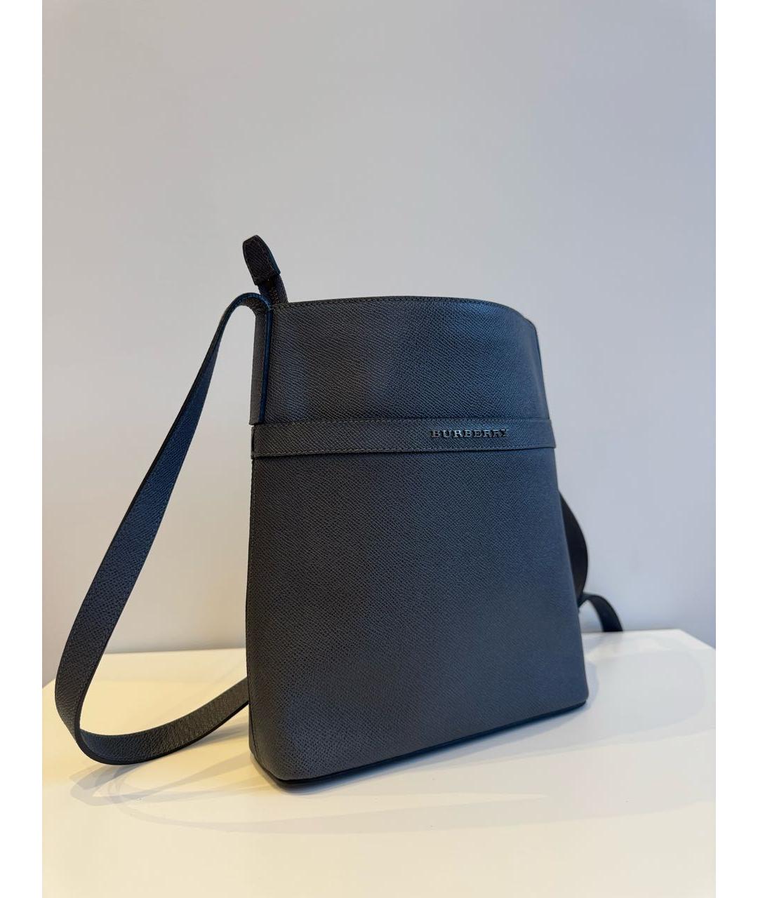 BURBERRY Антрацитовая кожаная сумка на плечо, фото 2