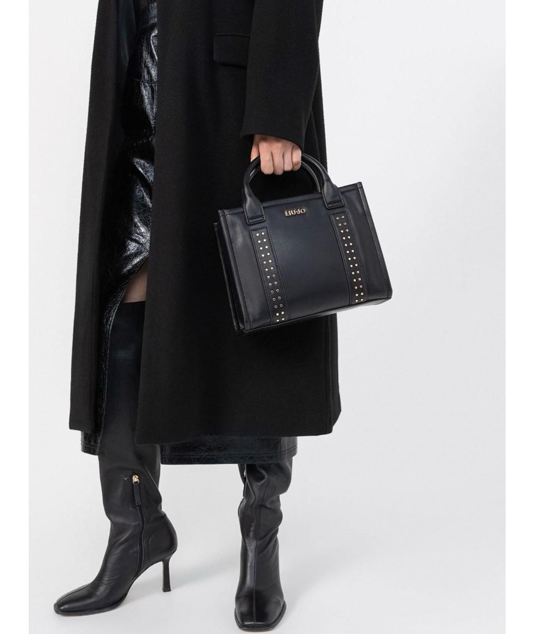 LIU JO Черная сумка тоут из искусственной кожи, фото 4