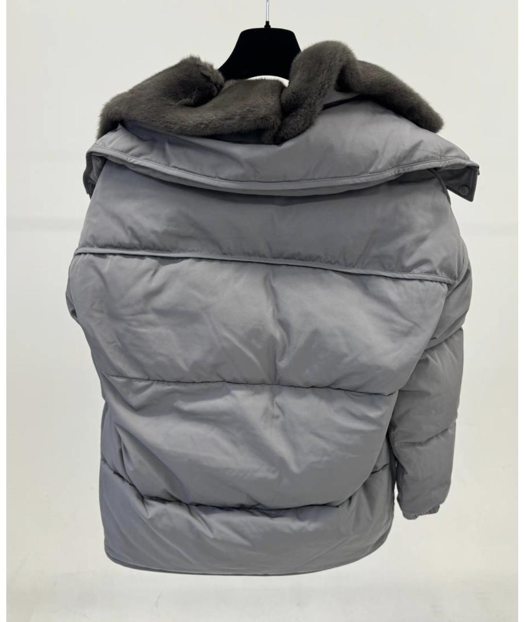 YVES SALOMON Серый полиэстеровый пуховик, фото 2